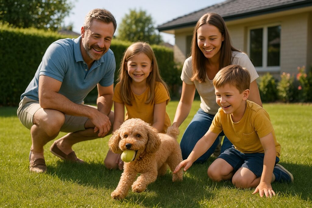 mini poodle with kids